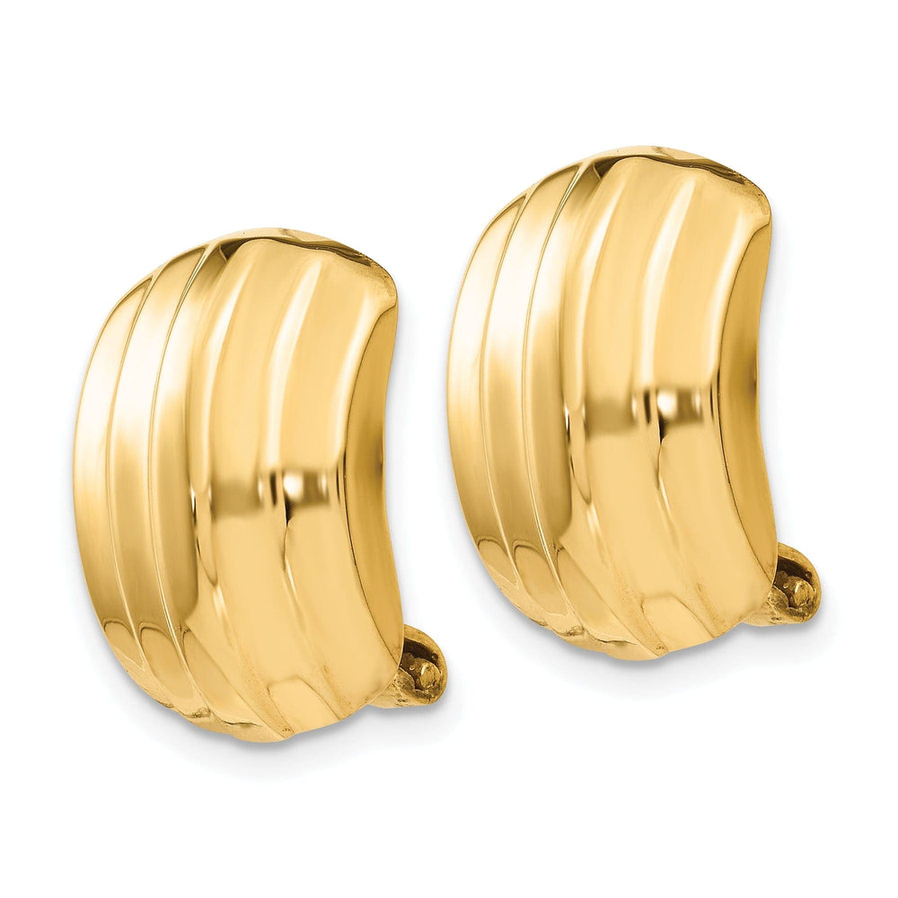 Lovely Rita's Earrings 14k Yellow Gold Ribbed Non-pierced Omega Earrings