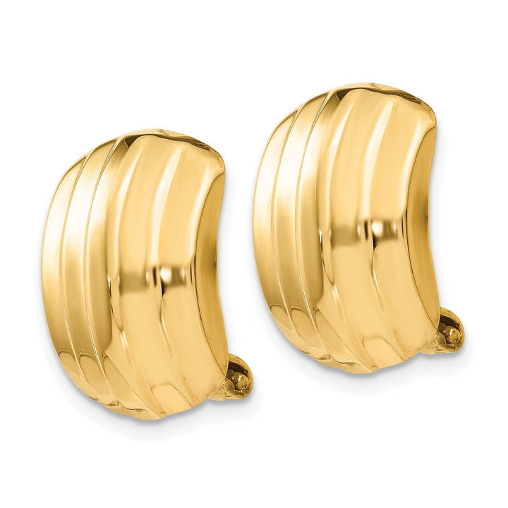 Lovely Rita's Earrings 14k Yellow Gold Ribbed Non-pierced Omega Earrings