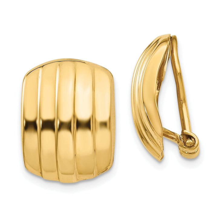 Lovely Rita's Earrings 14k Yellow Gold Ribbed Non-pierced Omega Earrings