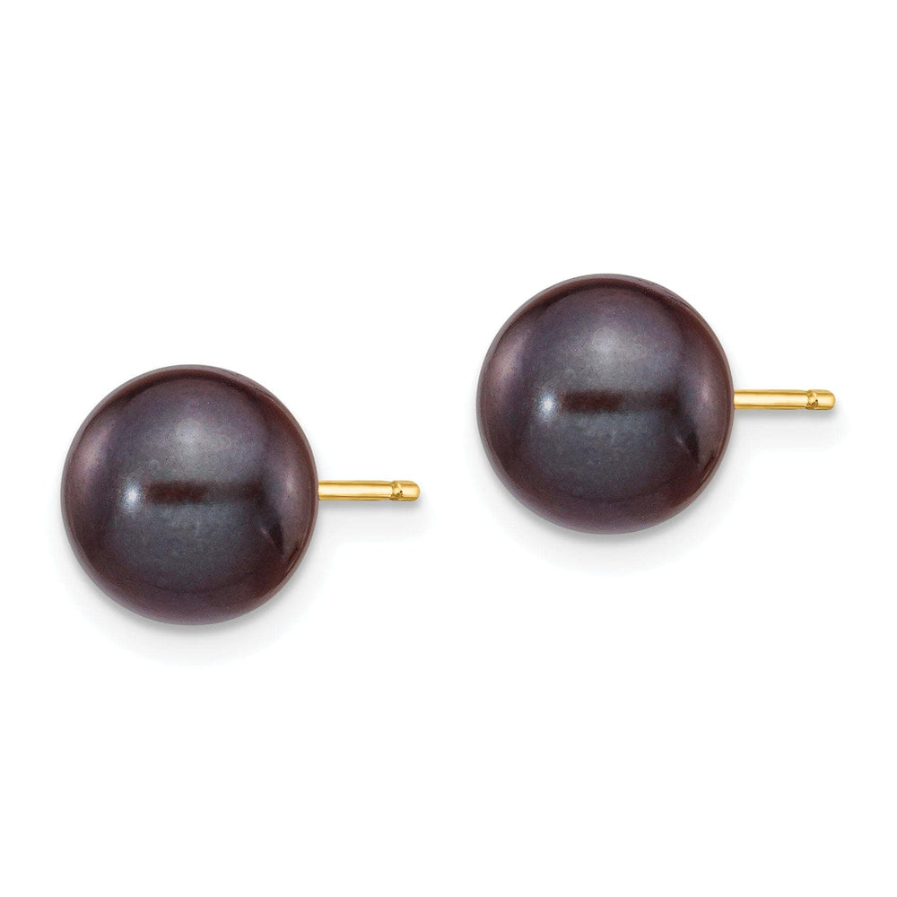 Lovely Rita's Earrings 14k Yellow Gold Round Black Pearl Earrings