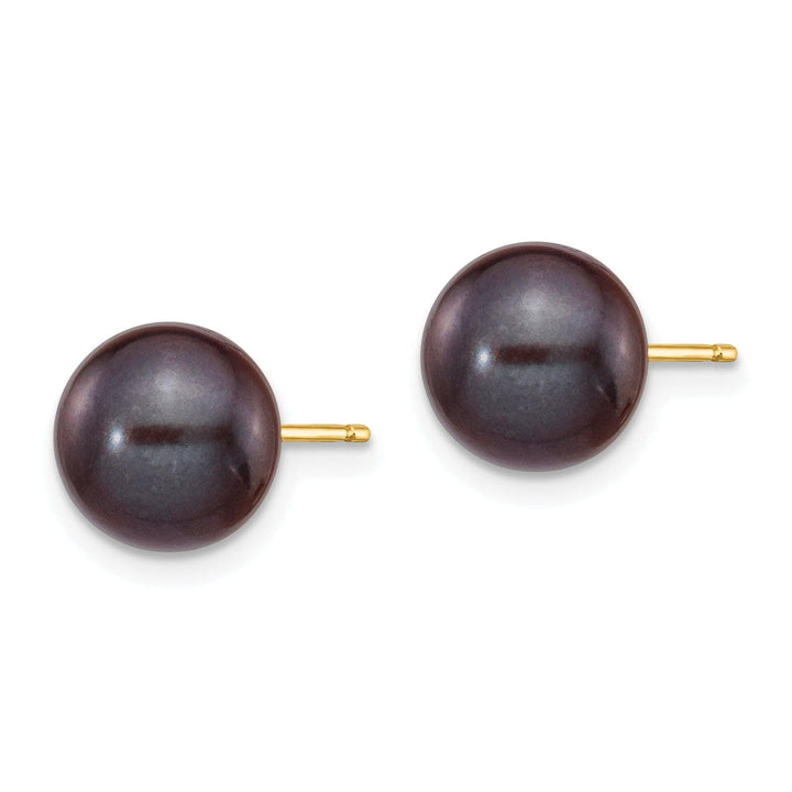 Lovely Rita's Earrings 14k Yellow Gold Round Black Pearl Earrings