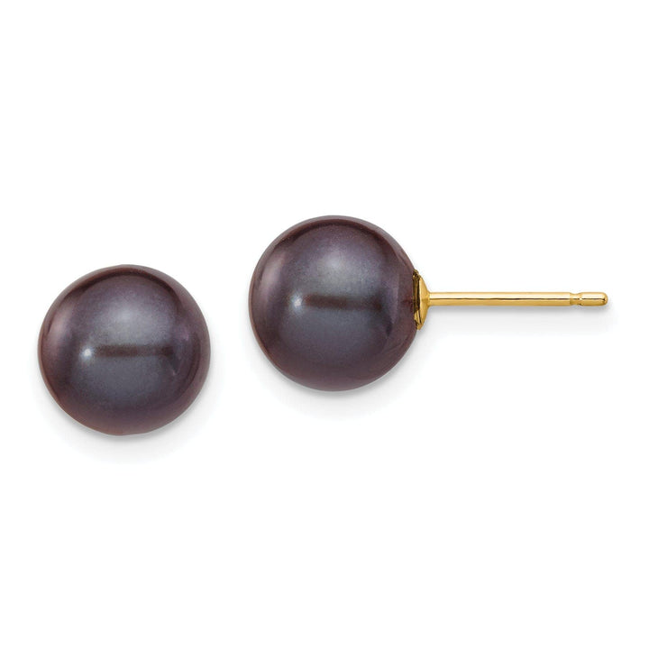 Lovely Rita's Earrings 14k Yellow Gold Round Black Pearl Earrings