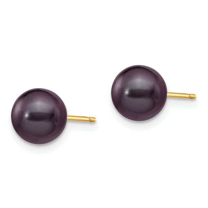 Lovely Rita's Earrings 14k Yellow Gold Round Black Pearl Earrings