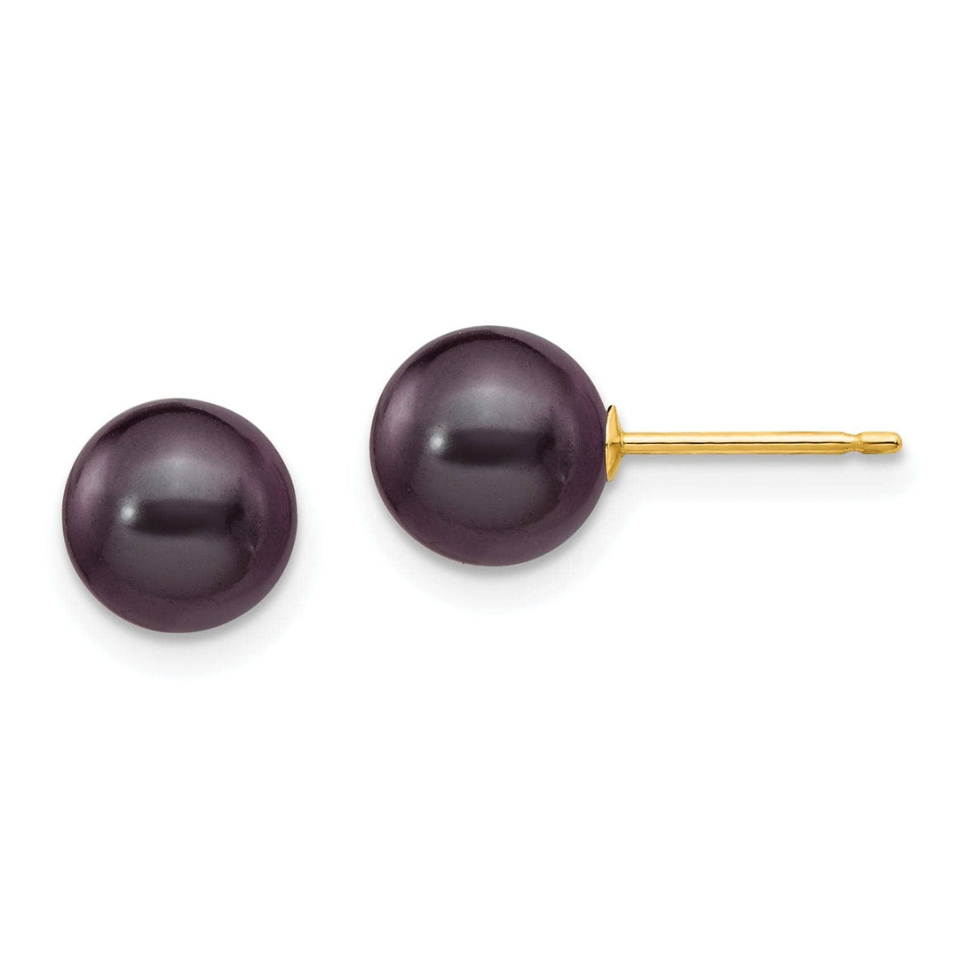 Lovely Rita's Earrings 14k Yellow Gold Round Black Pearl Earrings