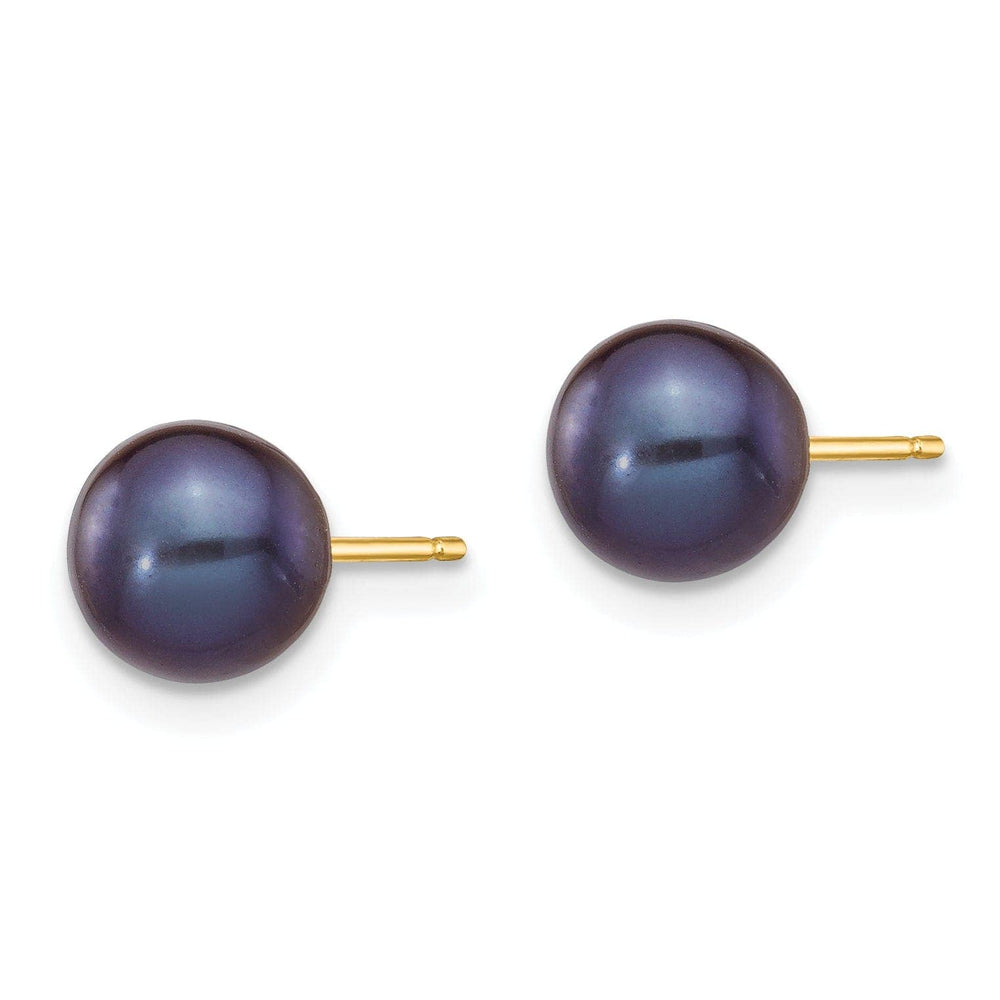 Lovely Rita's Earrings 14k Yellow Gold Round Black Pearl Earrings