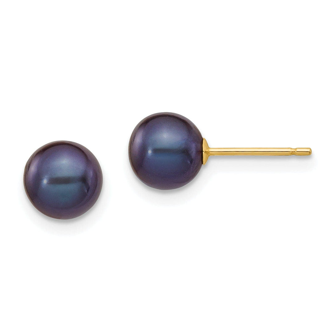 Lovely Rita's Earrings 14k Yellow Gold Round Black Pearl Earrings