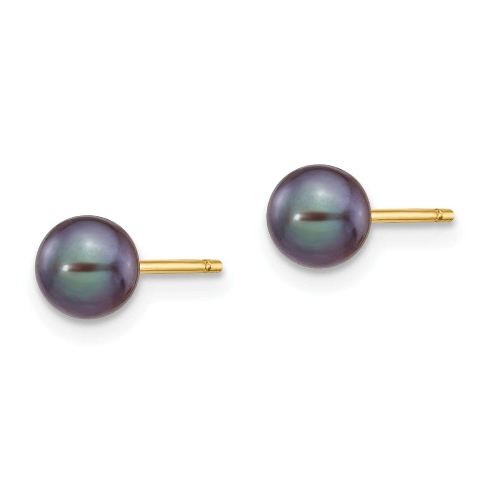 Lovely Rita's Earrings 14k Yellow Gold Round Black Pearl Earrings
