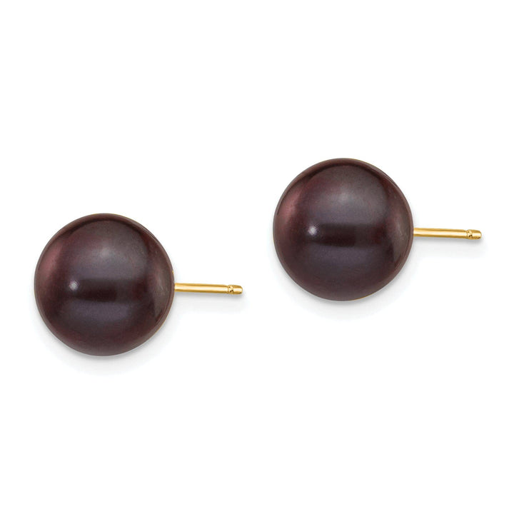 Lovely Rita's Earrings 14k Yellow Gold Round Black Pearl Earrings