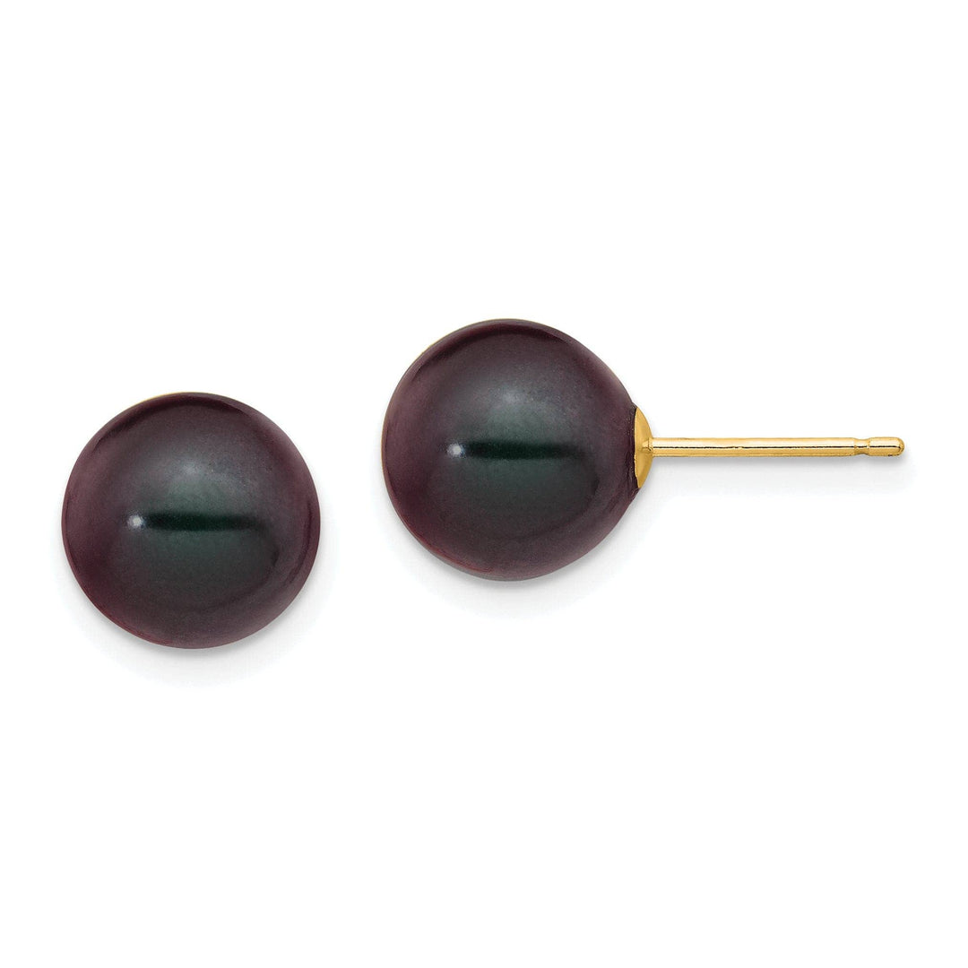 Lovely Rita's Earrings 14k Yellow Gold Round Black Pearl Earrings