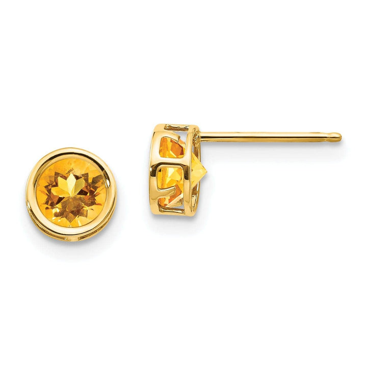 Lovely Rita's Earrings 14k Yellow Gold Round Citrine Birthstone Earrings