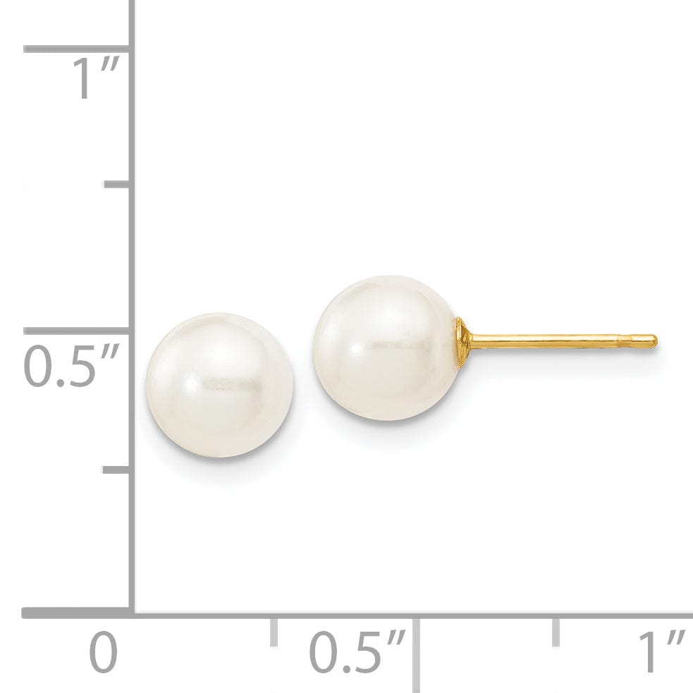 Lovely Rita's Earrings 14k Yellow Gold Round Cultured Pearl Earrings