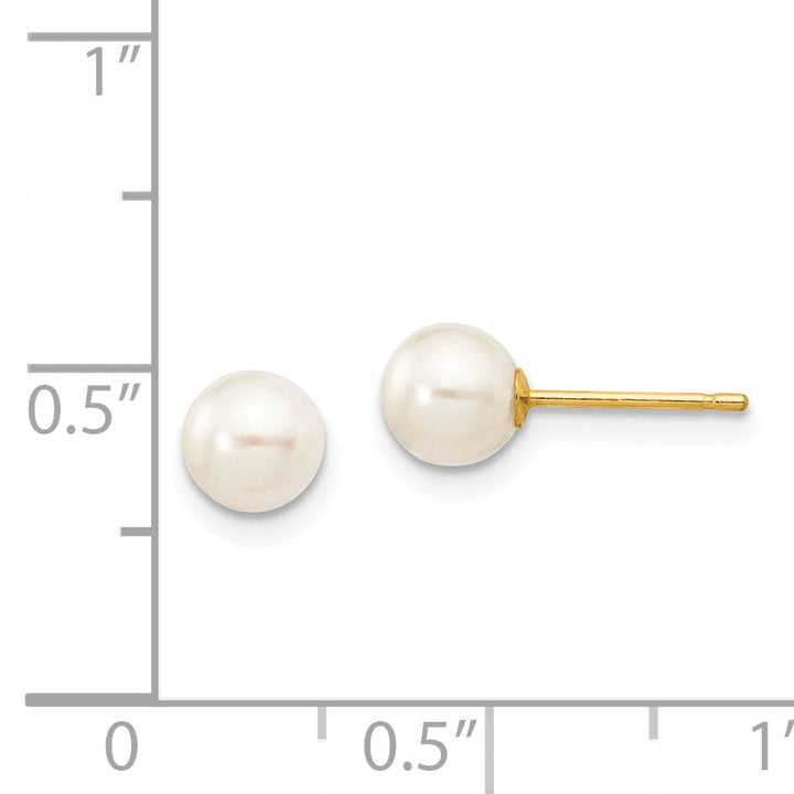 Lovely Rita's Earrings 14k Yellow Gold Round Cultured White Pearl Earring