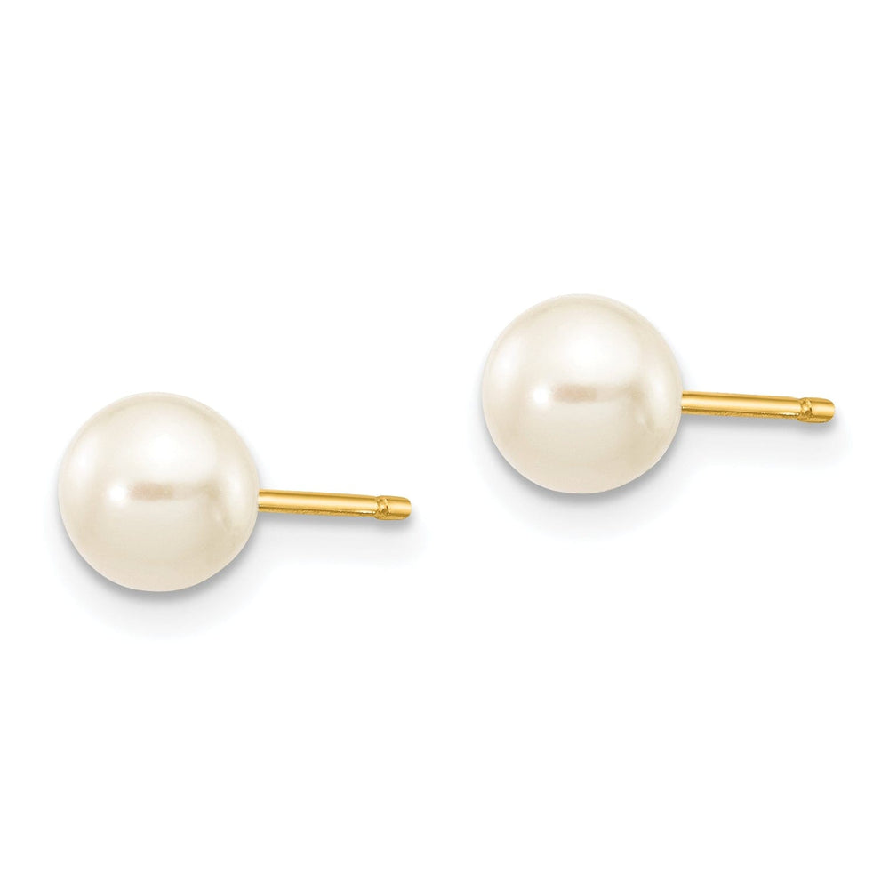 Lovely Rita's Earrings 14k Yellow Gold Round Cultured White Pearl Earring