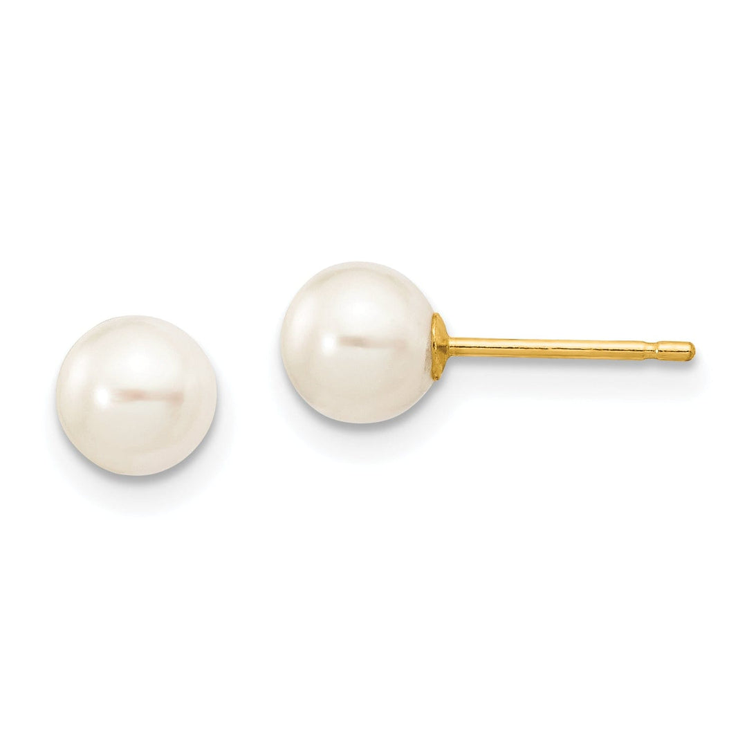 Lovely Rita's Earrings 14k Yellow Gold Round Cultured White Pearl Earring