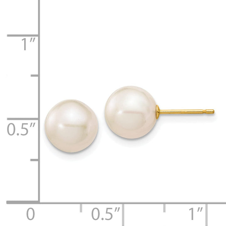 Lovely Rita's Earrings 14k Yellow Gold Round Cultured White Pearl Earring