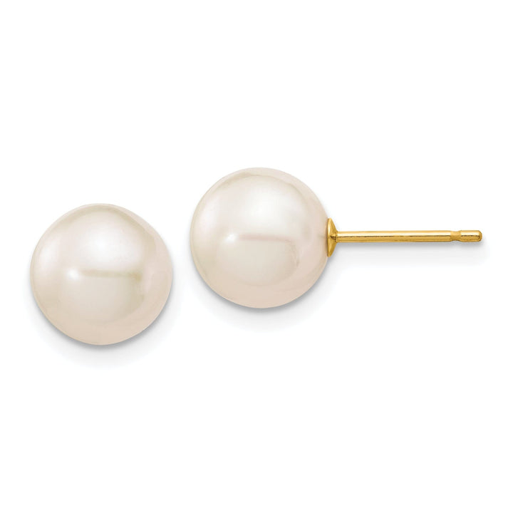 Lovely Rita's Earrings 14k Yellow Gold Round Cultured White Pearl Earring