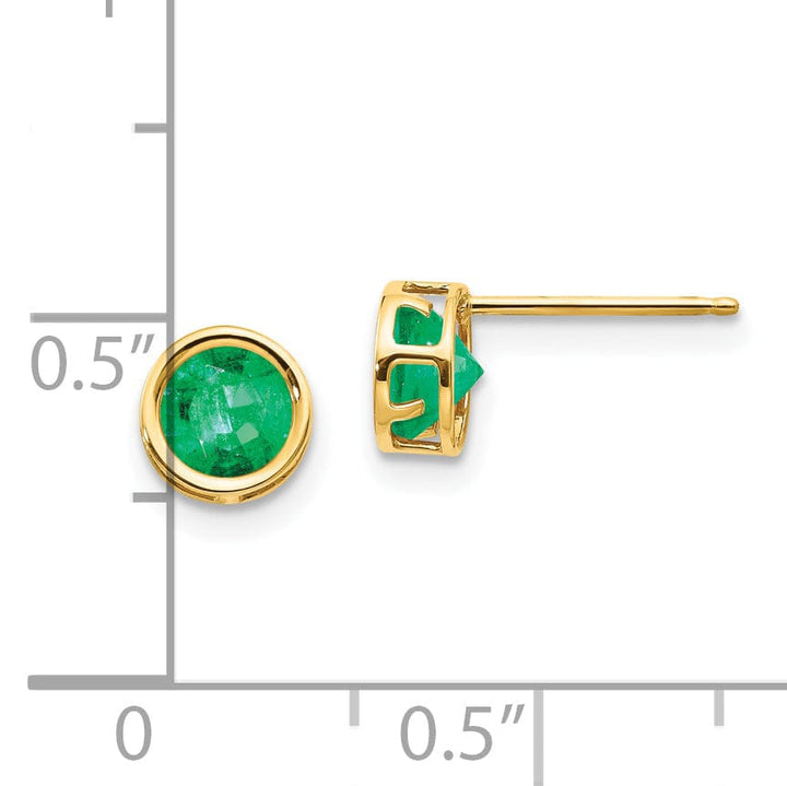 Lovely Rita's Earrings 14k Yellow Gold Round Emerald Birthstone Earrings