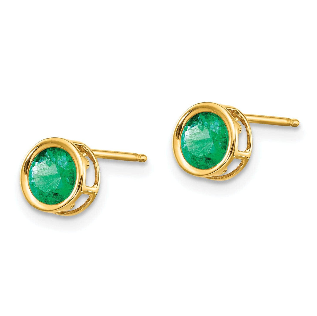 Lovely Rita's Earrings 14k Yellow Gold Round Emerald Birthstone Earrings