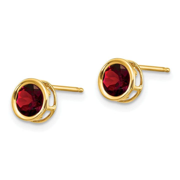 Lovely Rita's Earrings 14k Yellow Gold Round Garnet Birthstone Earrings