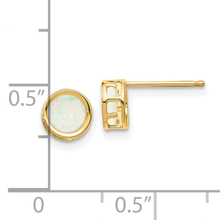 Lovely Rita's Earrings 14k Yellow Gold Round Opal Birthstone Earrings