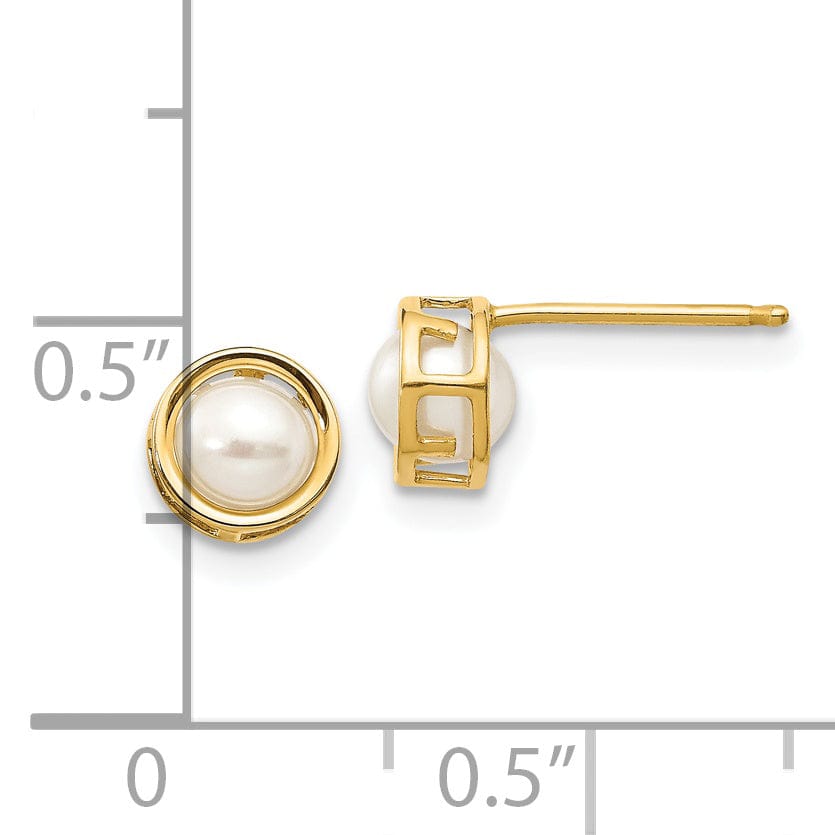 Lovely Rita's Earrings 14k Yellow Gold Round Pearl Birthstone Earrings