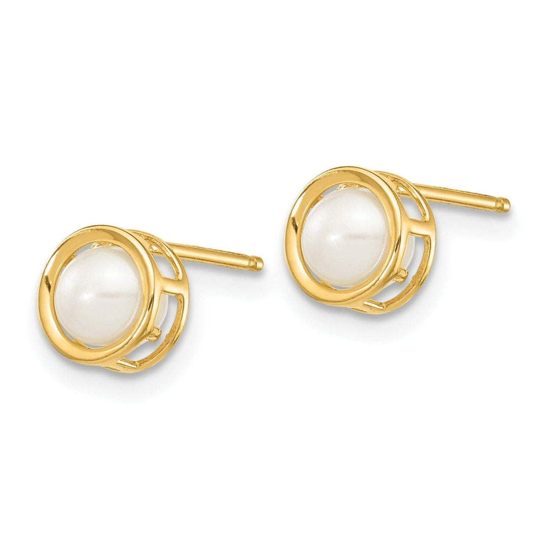 Lovely Rita's Earrings 14k Yellow Gold Round Pearl Birthstone Earrings