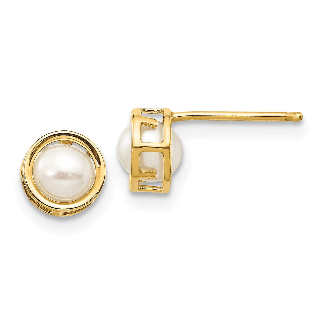Lovely Rita's Earrings 14k Yellow Gold Round Pearl Birthstone Earrings
