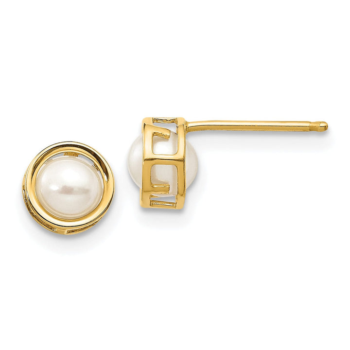 Lovely Rita's Earrings 14k Yellow Gold Round Pearl Birthstone Earrings
