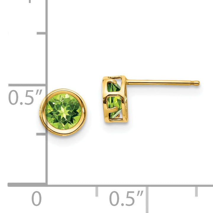 Lovely Rita's Earrings 14k Yellow Gold Round Peridot Birthstone Earrings