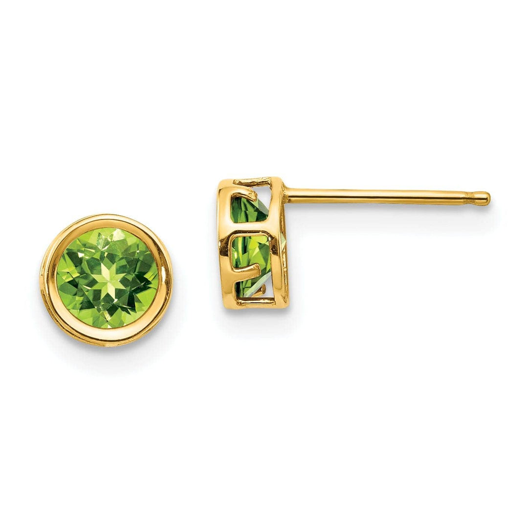 Lovely Rita's Earrings 14k Yellow Gold Round Peridot Birthstone Earrings