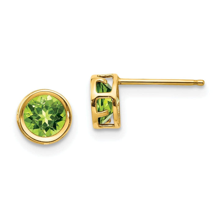 Lovely Rita's Earrings 14k Yellow Gold Round Peridot Birthstone Earrings