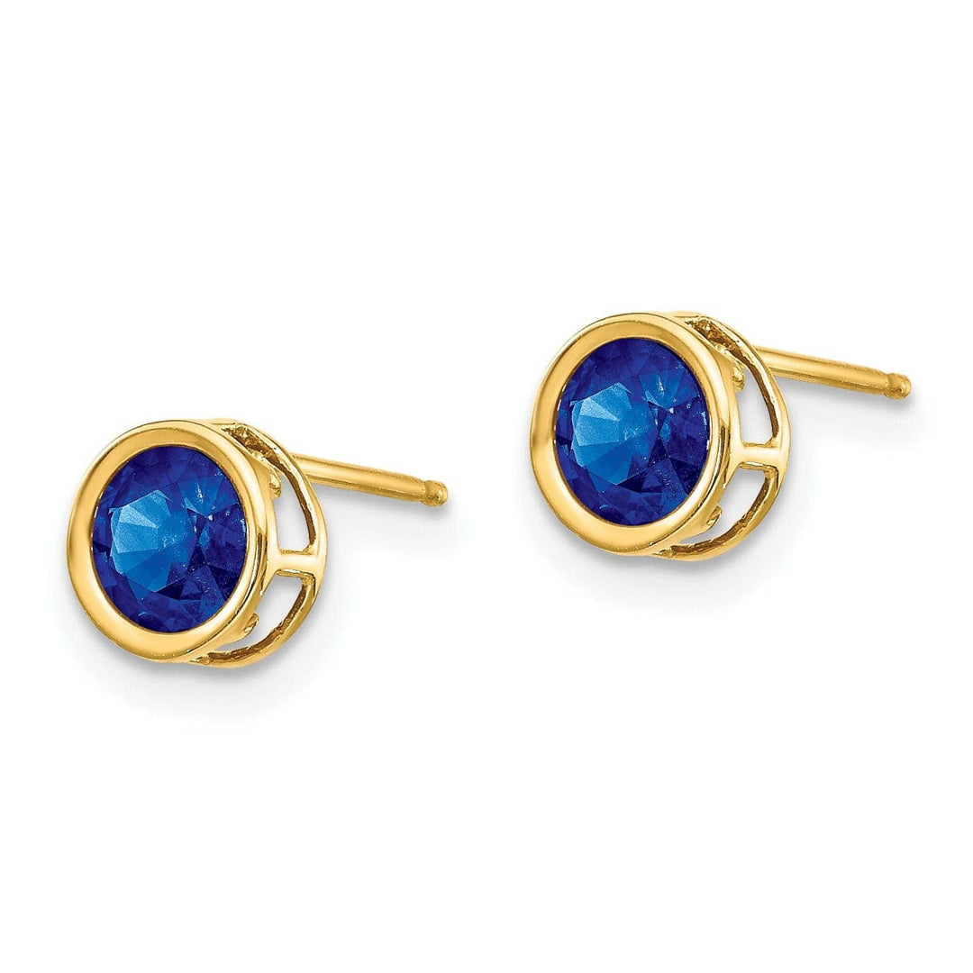 Lovely Rita's Earrings 14k Yellow Gold Round Sapphire Birthstone Earrings