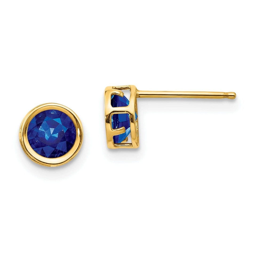 Lovely Rita's Earrings 14k Yellow Gold Round Sapphire Birthstone Earrings