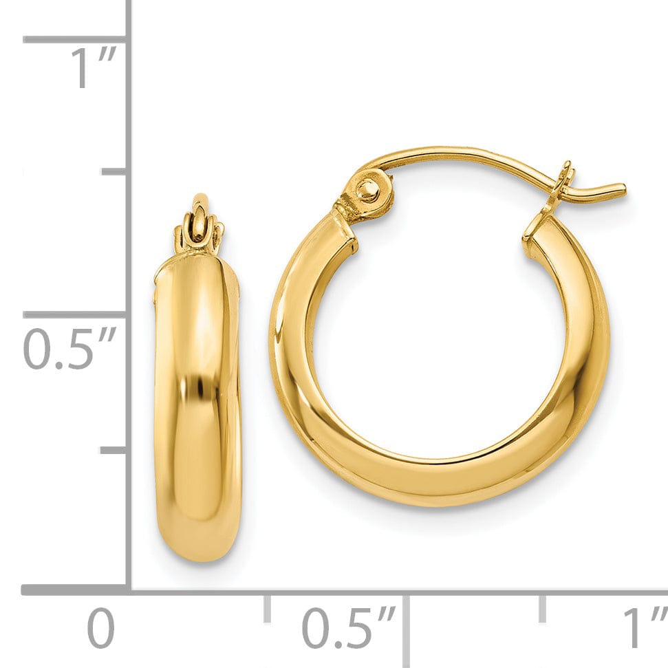 Lovely Rita's Earrings 14k Yellow Gold Round Tube Hoop Earrings