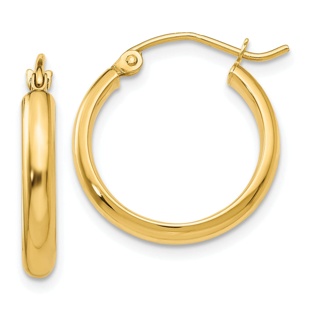 Lovely Rita's Earrings 14k Yellow Gold Round Tube Hoop Earrings