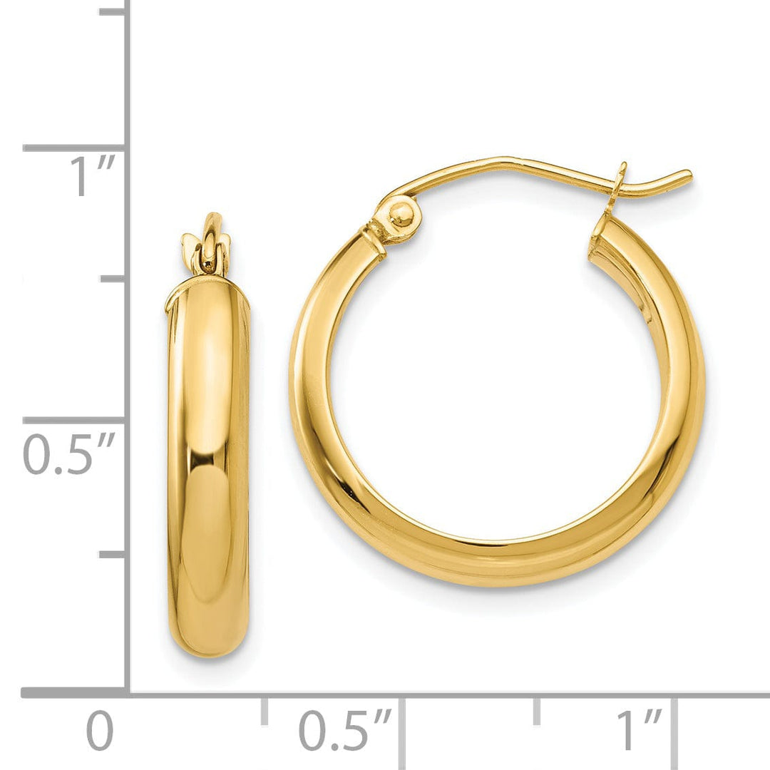 Lovely Rita's Earrings 14k Yellow Gold Round Tube Hoop Earrings