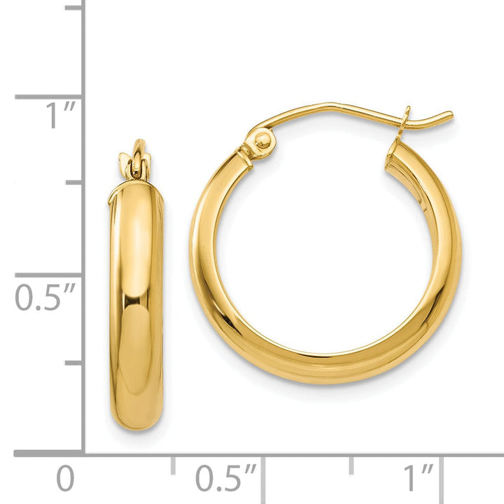 Lovely Rita's Earrings 14k Yellow Gold Round Tube Hoop Earrings