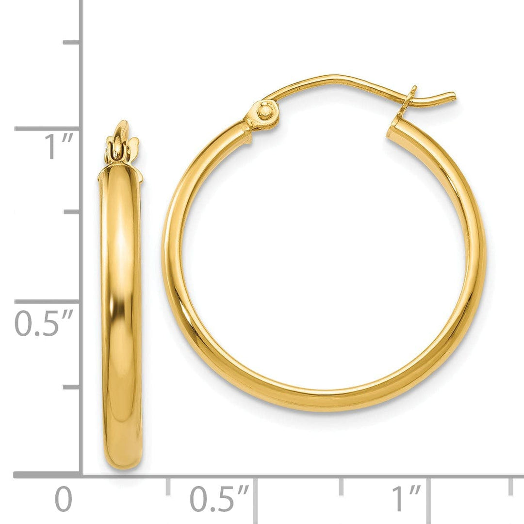 Lovely Rita's Earrings 14k Yellow Gold Round Tube Hoop Earrings