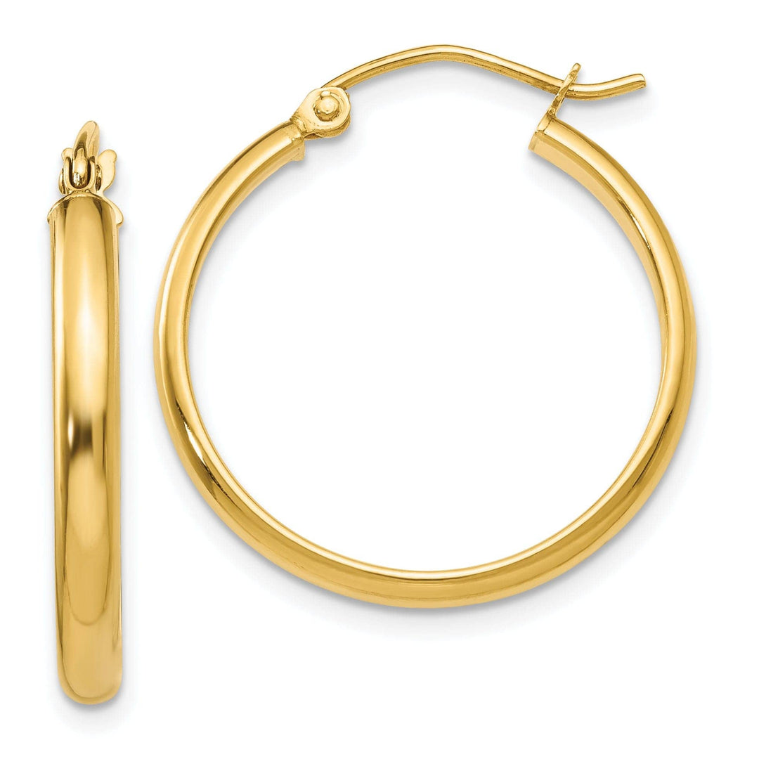 Lovely Rita's Earrings 14k Yellow Gold Round Tube Hoop Earrings