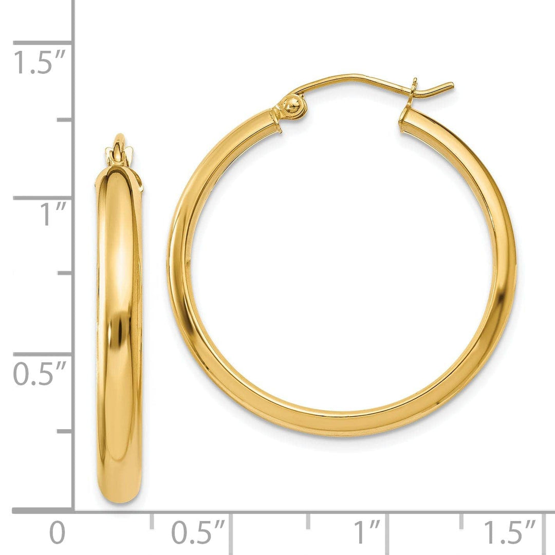 Lovely Rita's Earrings 14k Yellow Gold Round Tube Hoop Earrings