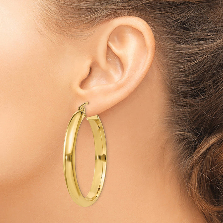 Lovely Rita's Earrings 14k Yellow Gold Round Tube Hoop Earrings