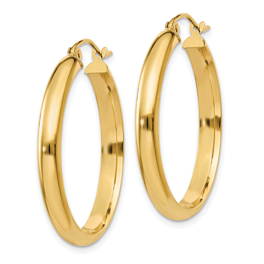 Lovely Rita's Earrings 14k Yellow Gold Round Tube Hoop Earrings