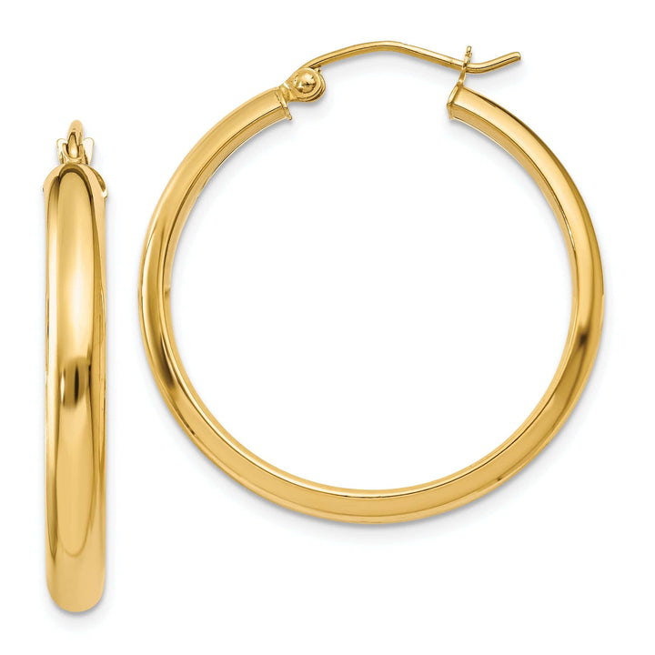 Lovely Rita's Earrings 14k Yellow Gold Round Tube Hoop Earrings
