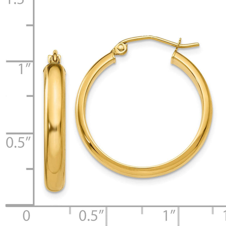 Lovely Rita's Earrings 14k Yellow Gold Round Tube Hoop Earrings