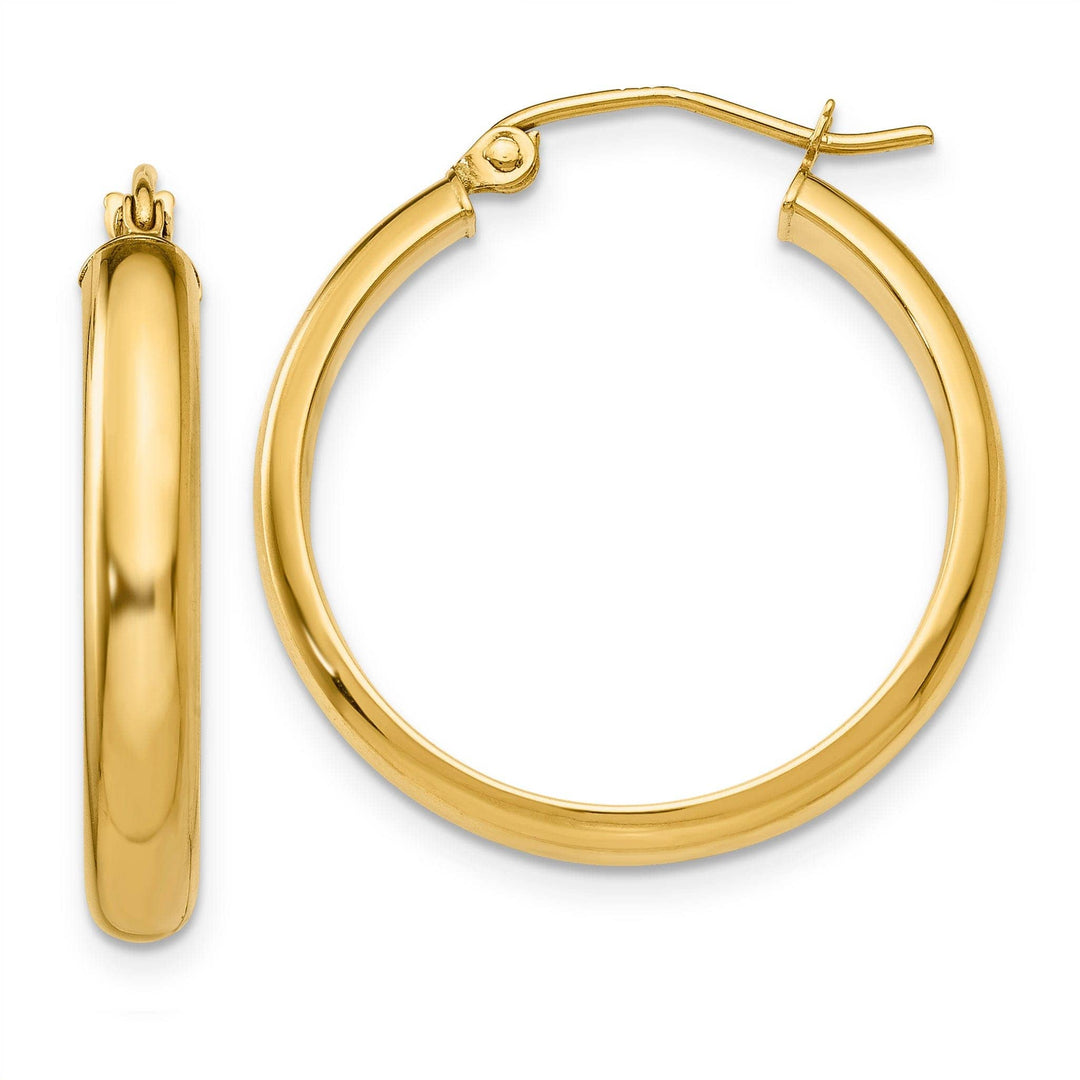 Lovely Rita's Earrings 14k Yellow Gold Round Tube Hoop Earrings
