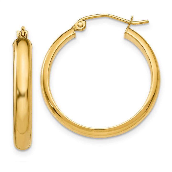 Lovely Rita's Earrings 14k Yellow Gold Round Tube Hoop Earrings