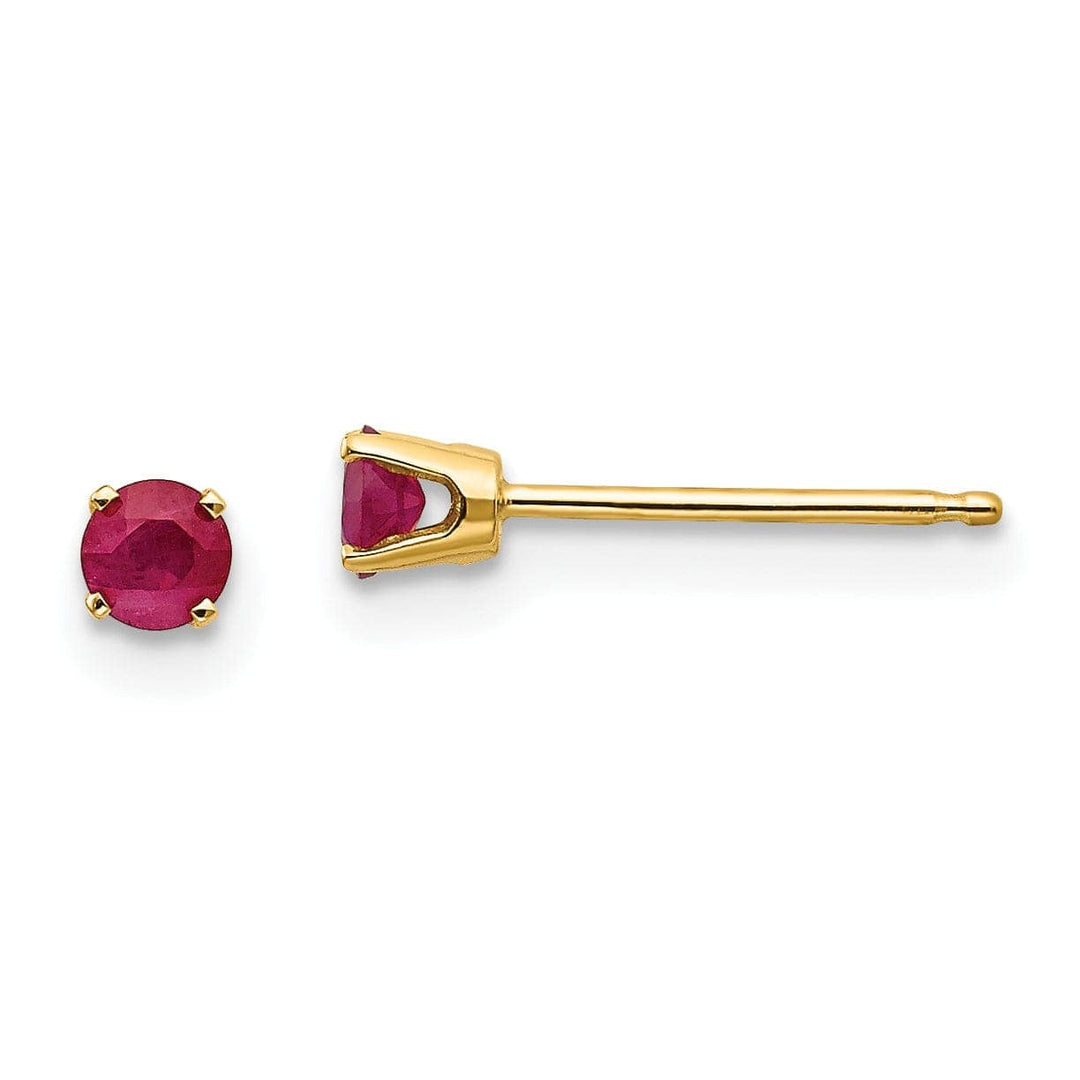 Lovely Rita's Earrings 14k Yellow Gold Ruby Birthstone Earrings