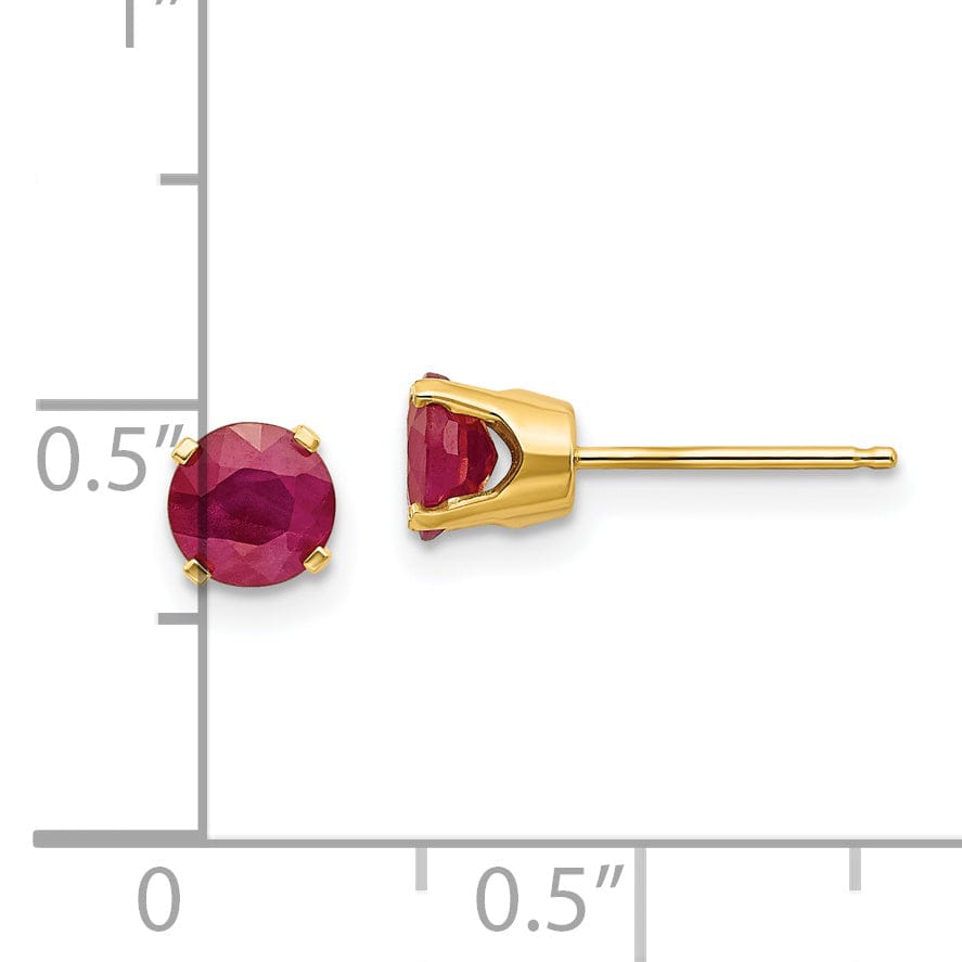 Lovely Rita's Earrings 14k Yellow Gold Ruby Birthstone Earrings
