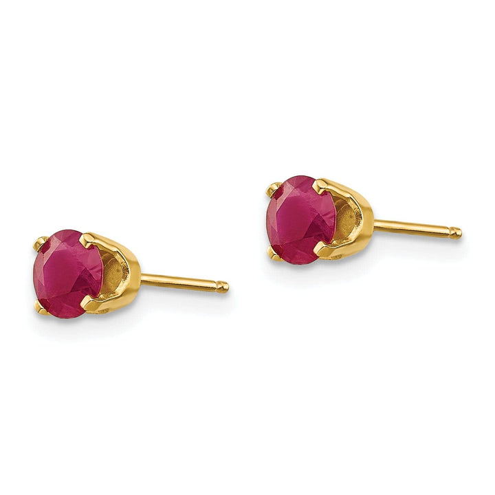 Lovely Rita's Earrings 14k Yellow Gold Ruby Birthstone Earrings