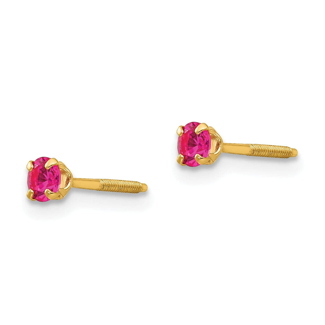 Lovely Rita's Earrings 14k Yellow Gold Ruby Birthstone Earrings